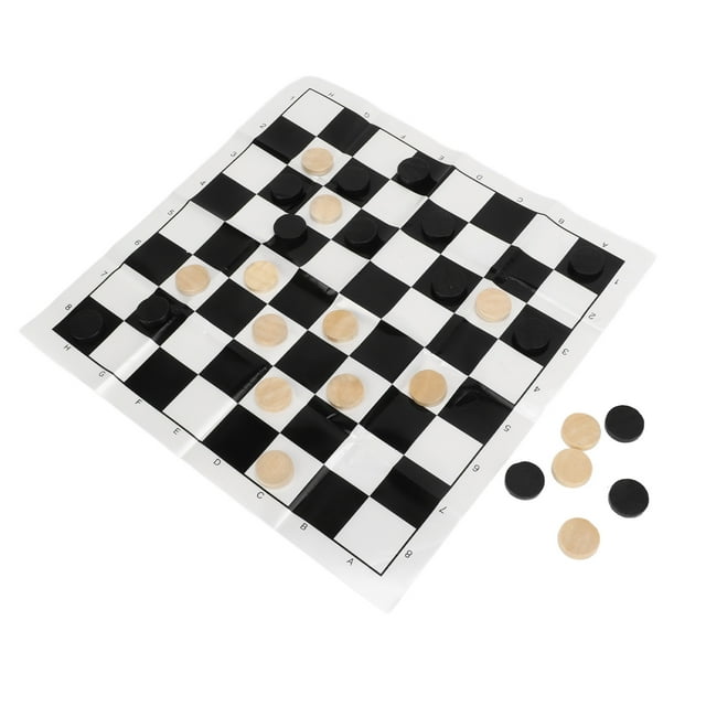 Ensemble Complet de Dames International Comprenant un Échiquier Noir et Blanc et 28 Pcs de Dames en Bois dans des Tons de Bois Noirs et Naturels. Ce Jeu de Société Classique Est Léger et portable, Convient aux Loisirs en Famille, aux Fêtes et aux Jeux Extérieurs. les Pièces de Dames Sont Finement Polies pour une Finition Lisse et Sans Bavures, Assurant une Maniabilité Confortable.