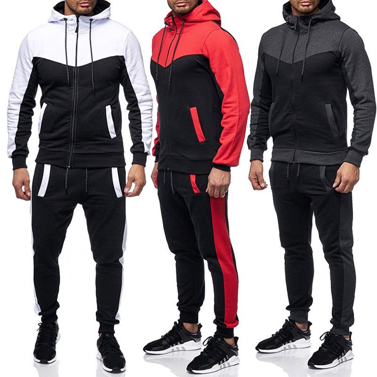 Men Prints Casual Premium Tracksuit Set Long Sleeve Full-Zip Running  Jogging Athletic Sweat Suits 