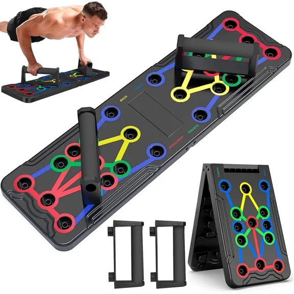 Premium Foldable Push Up Board System - Non-Slip Grip, Adjustable Home Gym Stand for Full-Body Workout & Strength Training