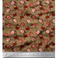thumbnail image 1 of Soimoi Rayon Fabric Heart,Leaves & Cherry Fruits Printed Craft Fabric by The Yard 42 Inch Wide, 1 of 1