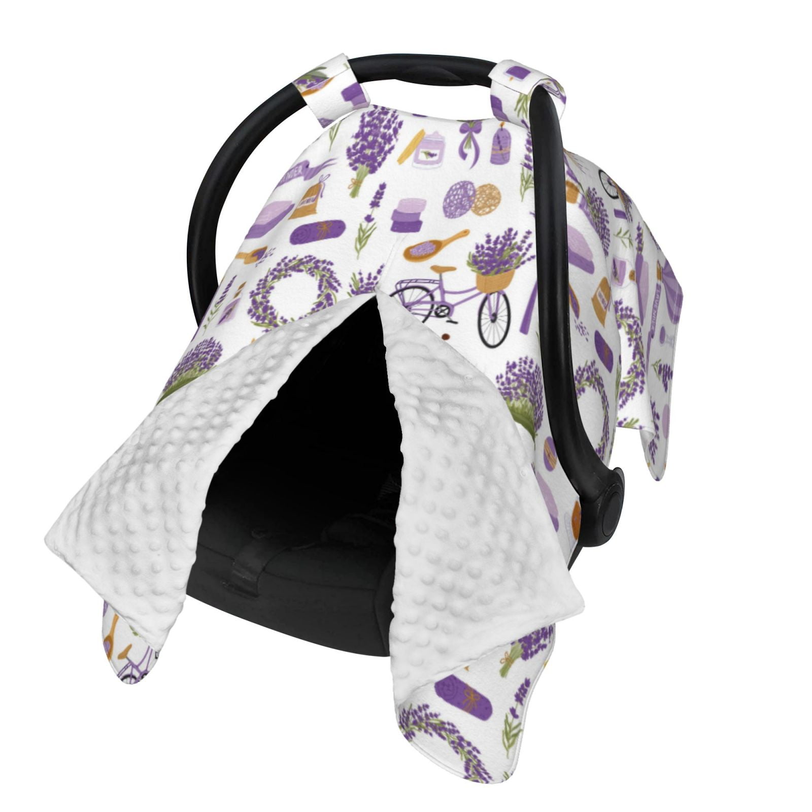 Naloa Lavender Flowers Baby Car Seat Cover, Breathable Baby Carrier Cover, Multiuse Baby Carrier Cover & Nursing Breastfeeding Cover