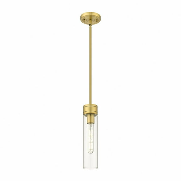 617-1S-BB-G617-11CL Innovations Lighting Boreas - 1 Light Stem Hung Mini Pendant-13 Inch Tall and 3 Inch Wide-Brushed Brass Finish-Clear Glass Color