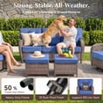 thumbnail image 3 of Bellefurn Luxury 5 Piece Outdoor Patio Furniture Sets with Swivel Rocker Chairs,Sofa and Coffee Table,High Back Wicker Outdoor Conversation Sets for Porch Deck Garden Backyard, 3 of 11