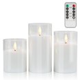 thumbnail image 1 of Velas sin llama COVEGE de cristal blanco puro con mando a distancia, juego de 3, 1 of 7