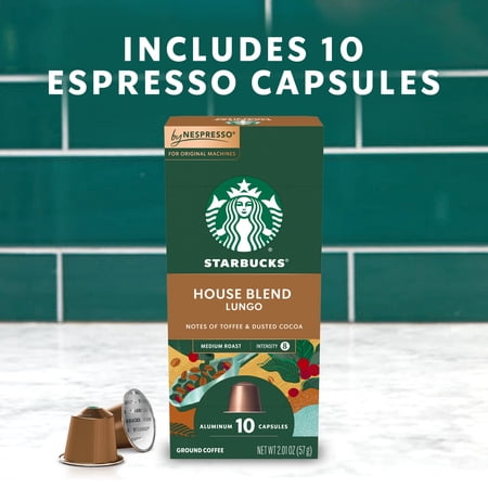 STARBUCKS AT HOME STARBUCKS BY NESPRESSO ORIGINAL LINE, HOUSE BLEND, MEDIUM ROAST NESPRESSO PODS, 10 COUNT