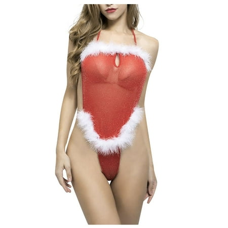 

Ydkzymd Women S Teddy Lingerie Bodysuit Set One Piece Christmas Sheer Underwear Babydoll Sexy Chemise With Snap Crotch Set