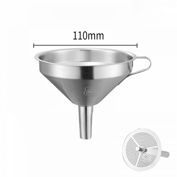 Stainless Steel Funnel, Kitchen Funnel With Filter Screen, 11cm