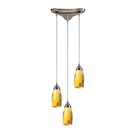 

Three Light Triangular Pendant Yellow Blaze Satin Nickel Finish with Yellow Blaze Glass Bailey Street Home 2499-Bel-1631347