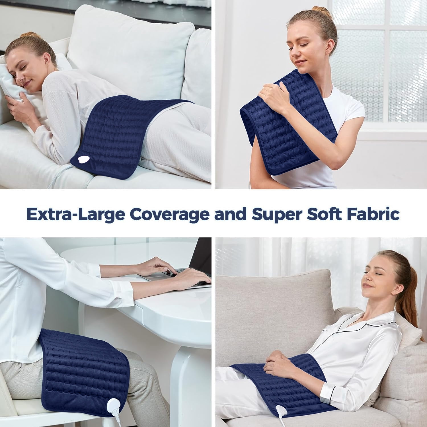 Heating Pad for Back,Neck,Abdomen,Shoulder,Knee,Arms,Legs,Dry/Moist Heat & Auto Shut off, Birthday Gifts for Men and Women,12" x 24",Navy Blue,1 Pack