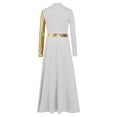 thumbnail image 6 of Hansber Kids Girls Full Length Patchwork Tights Metallic Jumpsuit Dress Praise Dance Outfit Worship Liturgical Dancewear White 16, 6 of 7