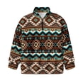 thumbnail image 4 of Uorisanigo Girls' 1/4 Zipper Sweatshirts Oversized Sweatshirts Casual Brown Southwest Aztec Long Sleeve Workout Shirts Drop Shoulder Jackets Hoodies Fall Clothes Size 7-8, 4 of 7