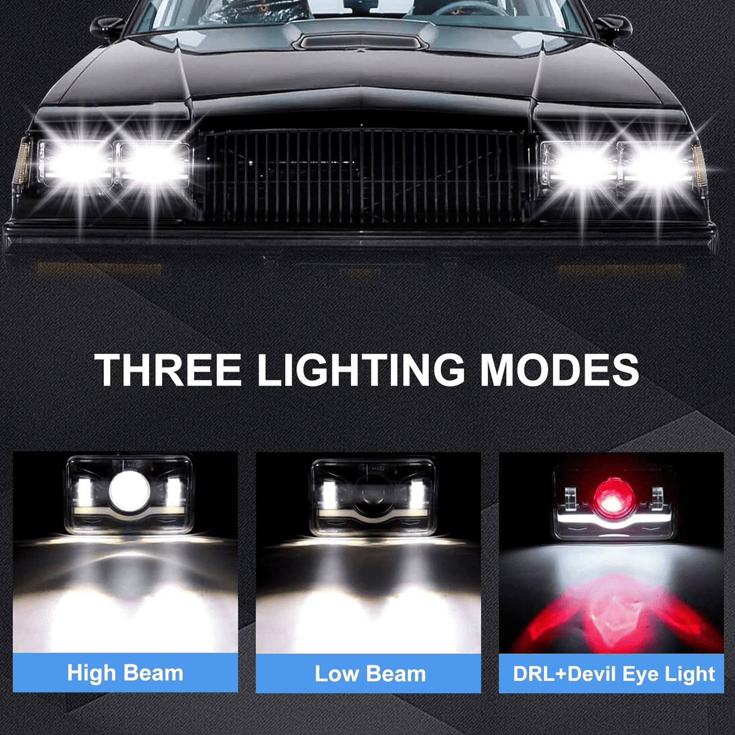 Brightest 4pcs 4x6" Led Headlights H4656 H4652 for Chevrolet El Camino K5 Blazer