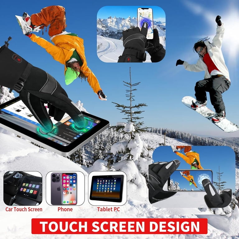 HEWINZE Rechargeable Heated Gloves For Men & Women - 3 Heat Settings, 7.4V Battery, Touchscreen, Waterproof For Winter Sports