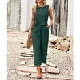thumbnail image 5 of Women's Cotton and Linen blend 2-Piece Set: Sleeveless Crop Top & Wide Leg Pants  Summer Outfit Size Up for Relaxed Fit S-XL, 5 of 8