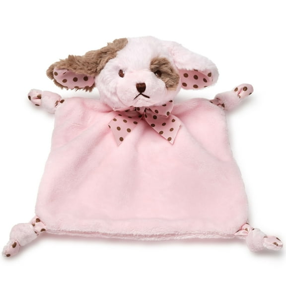Bearington Baby Wee Wiggles, Small Pink Puppy Stuffed Animal Lovey Security Blanket, 8" x 7"