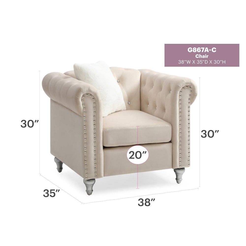 Glory Furniture Raisa Accent Chair in Beige Color