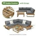 thumbnail image 4 of OC Orange-Casual Outdoor 4-Piece Acacia Wood Furniture Set, All-Weather Patio Sectional Sofa Set, Rope Lounge Couch with Wood Table, Gray Cushion, 4 of 7
