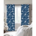 thumbnail image 4 of Blue White Floral Blackout Curtains for Bedroom Living Room Darkening Curtains 84 Inch Length 2 Panels Set Farmhouse Retro Botanical Leaves Window Curtain Window Treatment Grommet Drapes 42"x84", 4 of 9