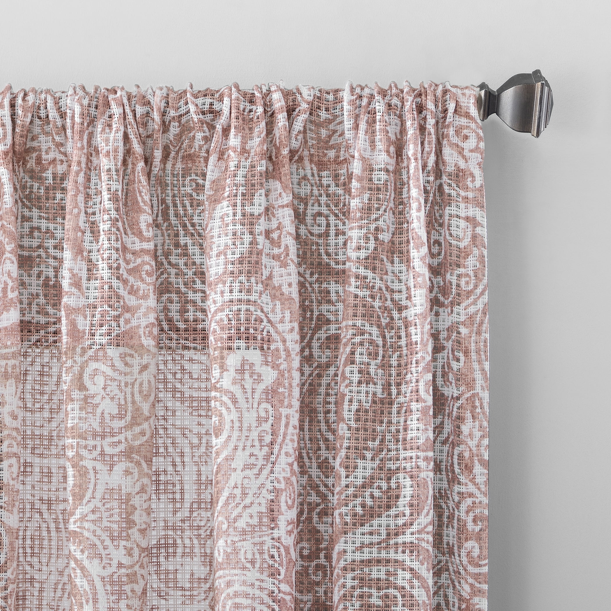 Archaeo Paisley Waffle Weave Cotton Blend Curtain, 50"x84", 50"x84", Rose Quartz