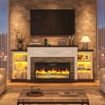 thumbnail image 2 of Aphthongs 85" Fireplace with Mantel, Tall Fireplace TV Stand with 36" Fireplace for TVs Up to 95 Inch, LED Farmhouse  Entertainment Center with Power Outlets Adjustable Shelves, Carved Decoration, 2 of 8