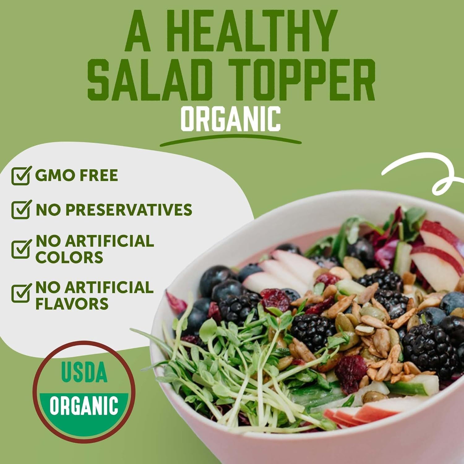Organic Salad Topper - Salad Toppings, Salad Mix, Salad Toppers Seeds and Cranberries, Crunchy, Mixed Seeds for Salad, Oatmeal or Yogurt, Natural, Gluten Free, Organic - 32 Oz (2 Lb)