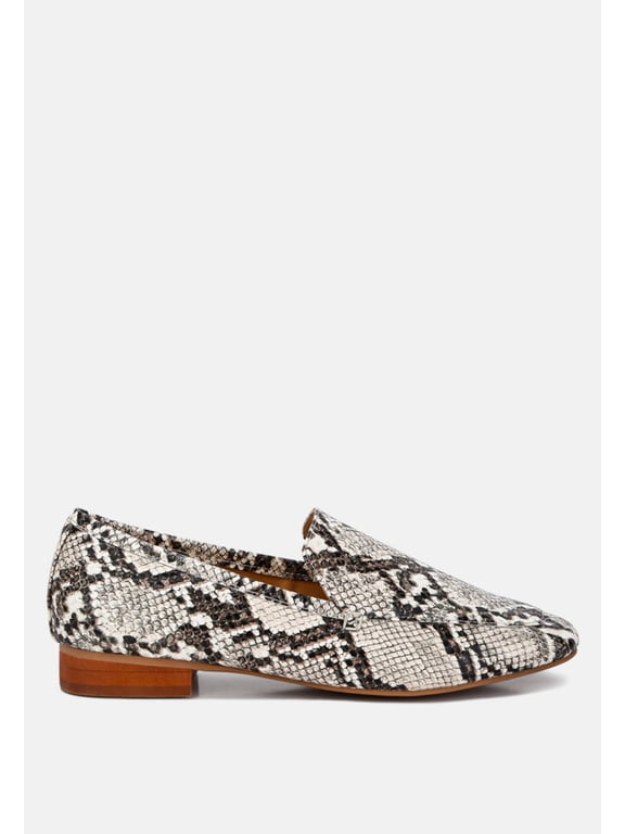 JULIA Snake Skin Textured Loafers