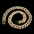 thumbnail image 4 of HH Bling Empire Mens Silver or Gold Miami Cuban Link Chains,Bling Iced Out Diamond Cuban Necklaces,Hip Hop Chains 15mm/16-30 Inches (Gold-24"), 4 of 10