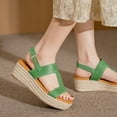 thumbnail image 5 of Anuirheih Women's Fashion Straw Shoes Open Toe Anti-Slip Temperament Wedge Sand Sandals Women Clearance(Green), 5 of 6