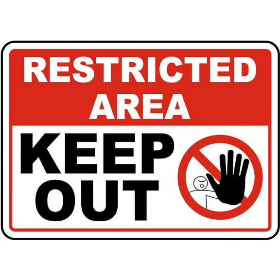 Vinyl Stickers - Restricted Area Keep Out Sign 3 - Safety and Warning Warehouse Signs Stickers - 3.5" x 5" - 3 Pack