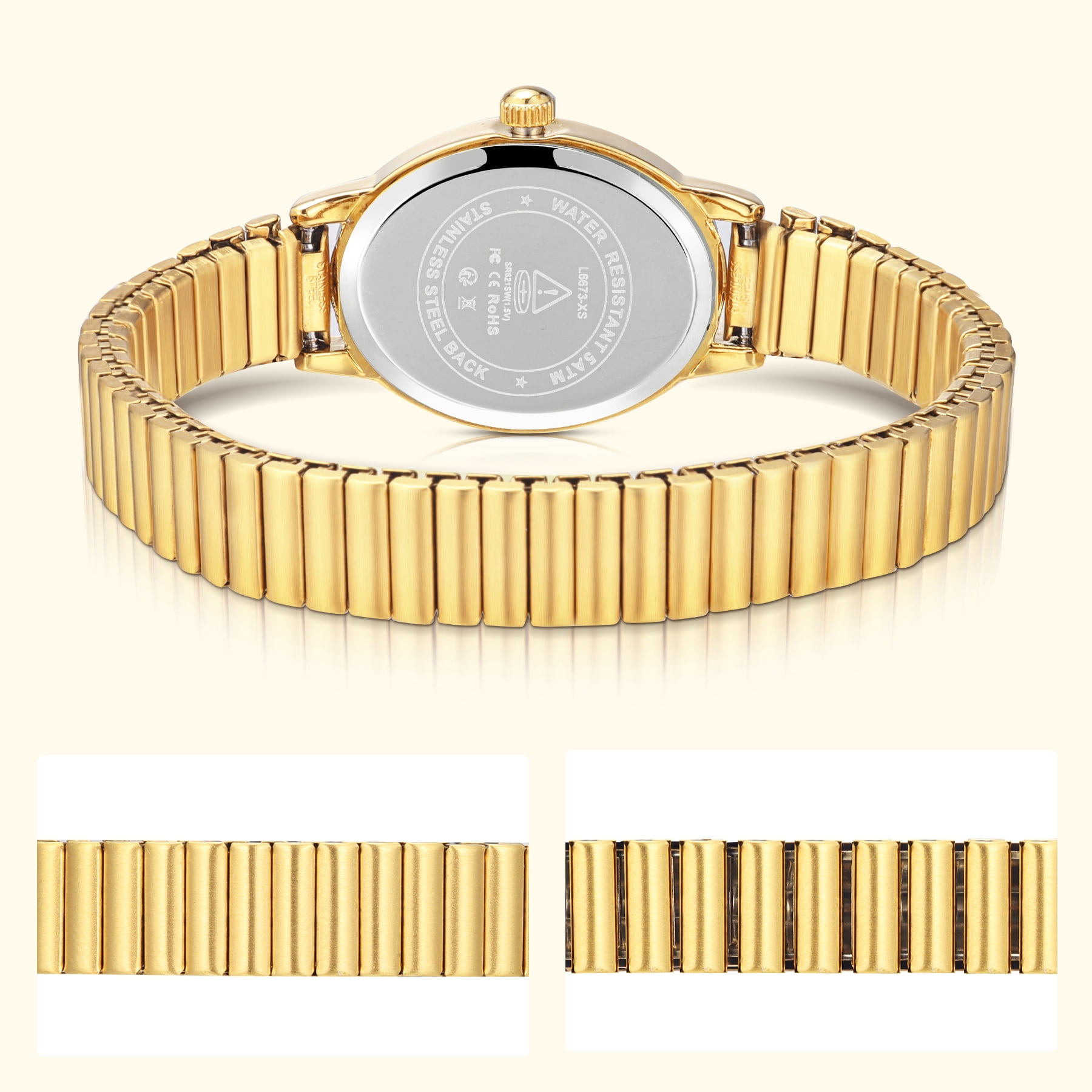 Watches for Women Easy Read Ladies Quartz Wrist Watch with Stainless Steel Expansion Band Waterproof Watch Gift for Woman -S Size
