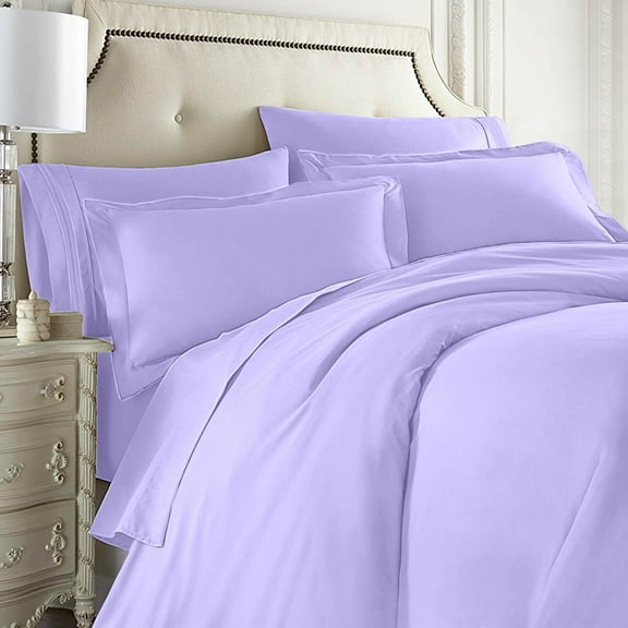Nestl Bedding 7-Piece Queen Duvet Cover and Bed Sheet Set - Includes Duvet Cover, Flat Sheet, Fitted Sheets, 2 Pillowcases and 2 Pillow Shams - Complete Luxury Soft Microfiber Bedding Set, Lavender