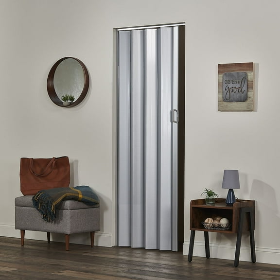 Spectrum Oakmont Silver PVC Accordion Folding Door 36"wide x 80"high