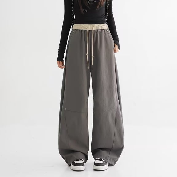UACY Girls Sweatpants Bowknot Straight Leg Drawstring Baggy Jogger Pants Y2k Casual Open Bottom Athletic Trousers W/Pocket (Grey, 9-10 Years)