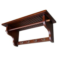 ORE International 27.5 Long Wall Mount Wood Coat Rack in Mahogany