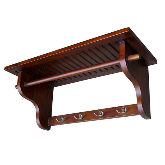 ORE International 27.5 Long Wall Mount Wood Coat Rack in Mahogany