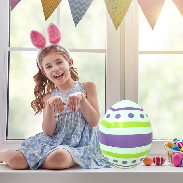 2 Pack Inflatable Easter Bunny with Eggs Outdoor Yard Decorations, Holiday Inflatable Props for Garden Patio Lawn Easter Party Spring Festival Decor