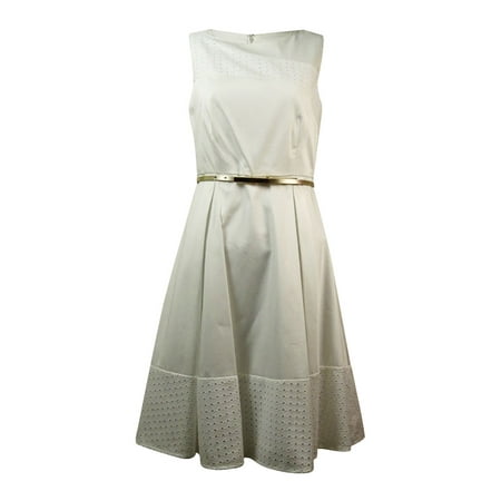 UPC 888738218160 product image for Calvin Klein Women's Eyelet-Trim Belted Cotton Blend Dress | upcitemdb.com