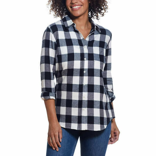 Weatherproof Vintage Women?s Flannel Button Down Shirt 1529265 Black ...