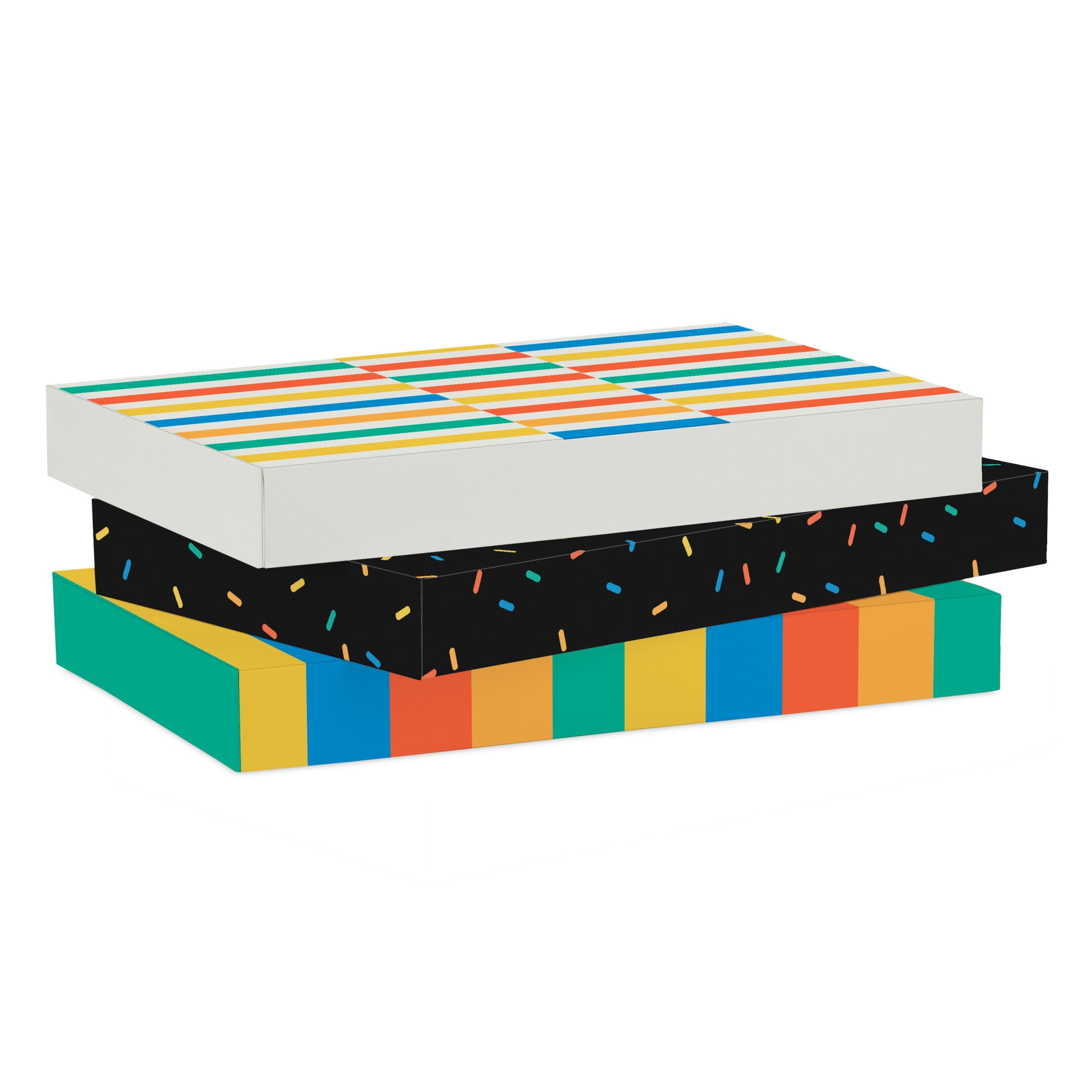 Hallmark 3-Pack Small Gift Box Bundle (Confetti and Stripes)