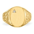 thumbnail image 3 of Solid 14k Yellow Gold 15.0x11mm Open Back Diamond Men's Engravable Monogram Signet Ring Band Size 10.5 (.017 cttw.), 3 of 5