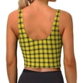 thumbnail image 3 of Lsque Yellow Checkered Plaid Printed Women'S Sports Bra, Compression, Moisture Wicking, High-Impact Sports Bra For Women,Supportive sports bra-Large, 3 of 9