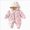 O117-Pink, variant on 12-18 Months Newborn Baby Girl Winter Snowsuit Lace Hooded Padded Romper Warm Fleece Lined Zipper Jumpsuit Infant Cold Weather Outfit