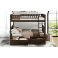 thumbnail image 6 of Newest Full over Full Bunk Bed with Drawers, Convertible to 2 Separate Beds - Solid Pine MDF, Espresso Finish, Fence Guardrails, for Teens Room​, 6 of 9