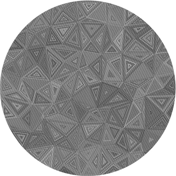 Ahgly Company Machine Washable Indoor Round Transitional Grey Gray Area Rugs, 3' Round