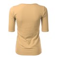 thumbnail image 3 of SSOULM Women's 1/2 Sleeve Crewneck Cotton Basic Slim Fit T-Shirt Top with Plus Size, 3 of 4