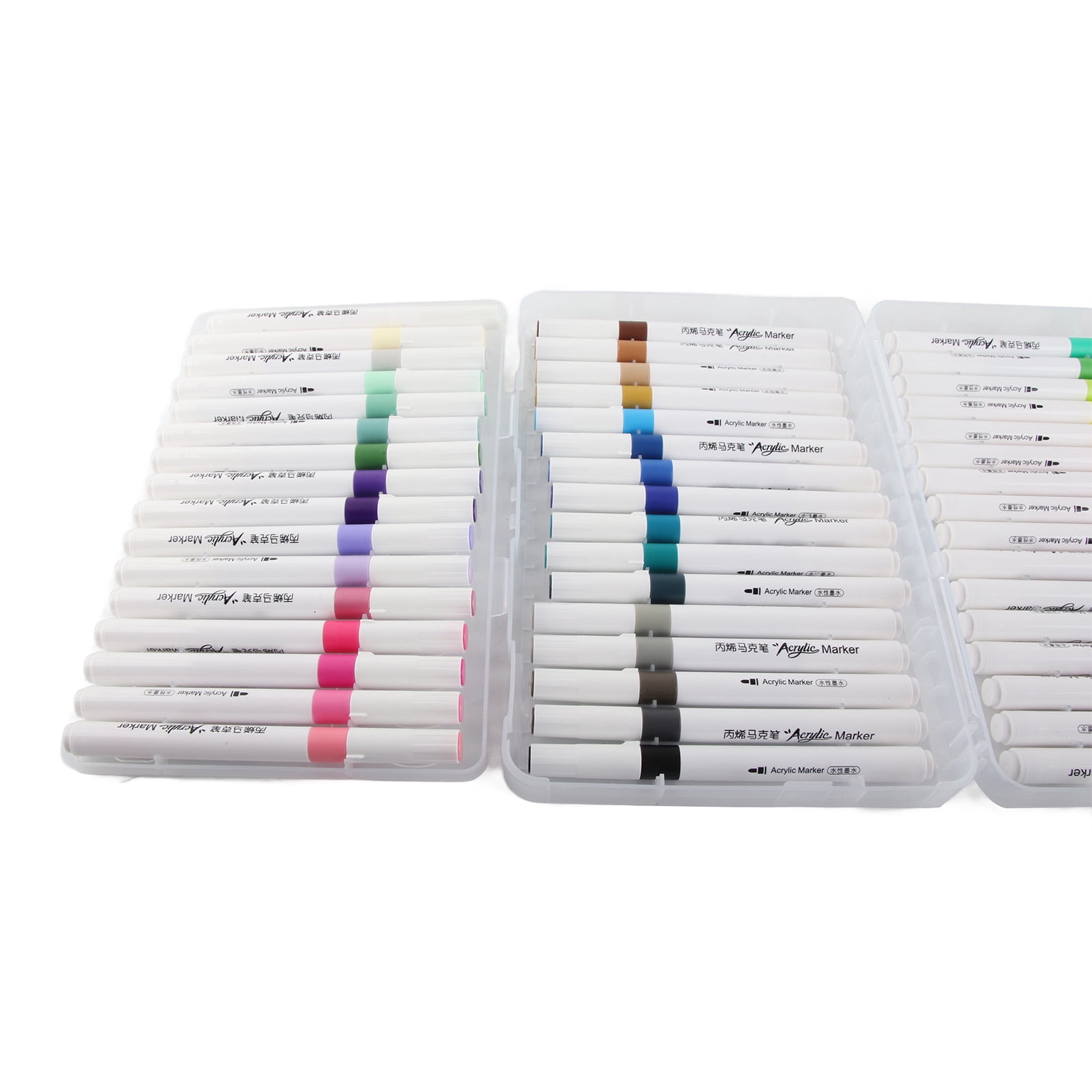 Suodoka Acrylic Paint Markers Strong Coverage Quick Dry Waterproof Round Barrel Graffiti Pens for Glass Metal Wood Canvas Fabric Rock Painting 48 Assorted Colors Fine Point Art Supplies Set