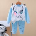 thumbnail image 2 of TOWED22 Fall Outfit Toddler Baby Boy 2 Piece Long Sleeve Cute Print Graphic Crewneck T-Shirt Thick Jogger Pants Round Neck Soft Clothes Set(Light Blue,2-3 Y), 2 of 7