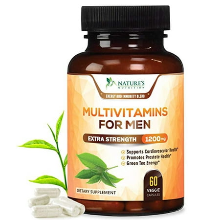 Multivitamin For Men Supplement (Extra Strength) 1200mg - Vitamins A C D E B1 B2 B3 B5 B6 B12, Saw Palmetto, Echinacea, Zinc, Selenium, Calcium, Lutein, Magnesium, Green Tea & Biotin - 60 (Best Zinc And Selenium Supplement)