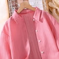 thumbnail image 2 of Cethrio Girls Long Sleeve Outfit Sets, 2 PC Casual Lapel Collar Shirts and Pants Sets Pink Size 10-12, 2 of 5