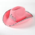 thumbnail image 3 of Cowboy Hat Brim Feather Edge Tiara Cowgirl Cap Holiday Costume Party, Pink B, 3 of 6